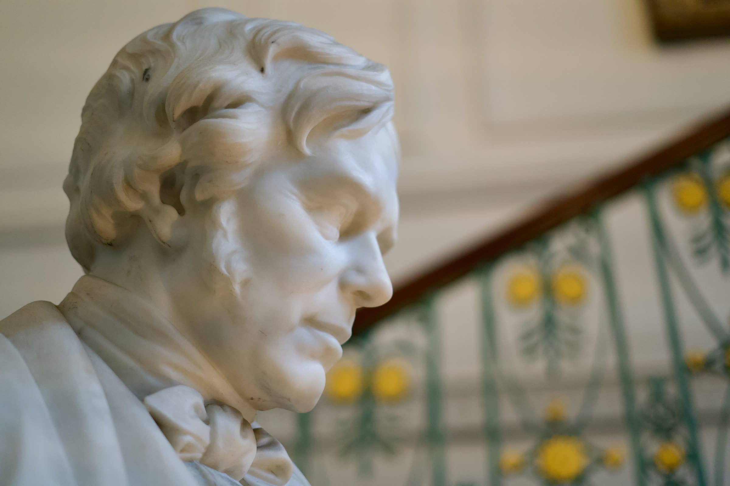 Marble bust detail inside the Royal Institution venue